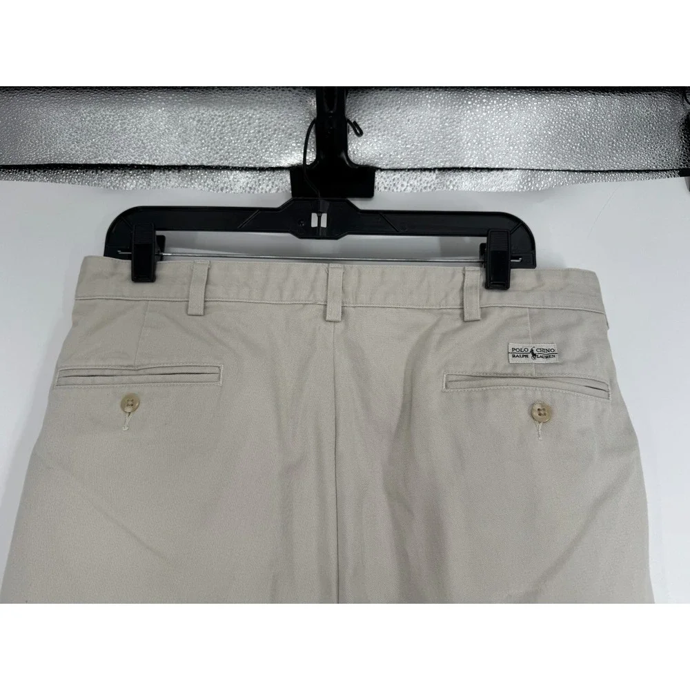 Polo Ralph Lauren Andrew Pants Mens Size 35x32 Khaki Vintage Baggy Pleated Chino